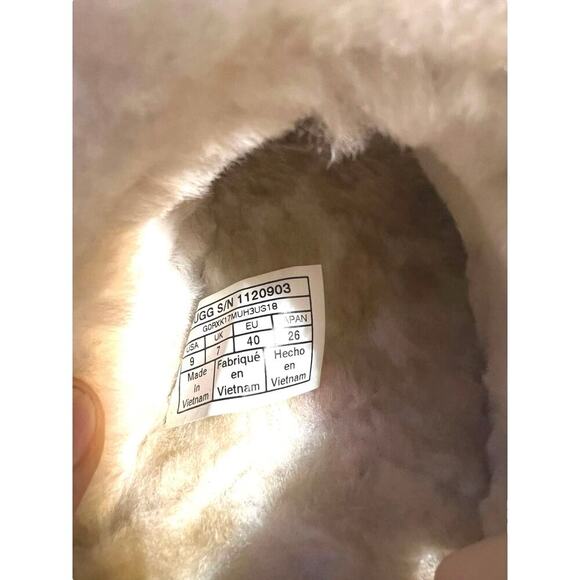 UGG Fluff Yeah Slide Slipper Panther Print Platform Cream Pink Back Strap Size 9 - Picture 9 of 13